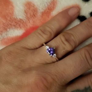 Natural amethyst/diamond ring